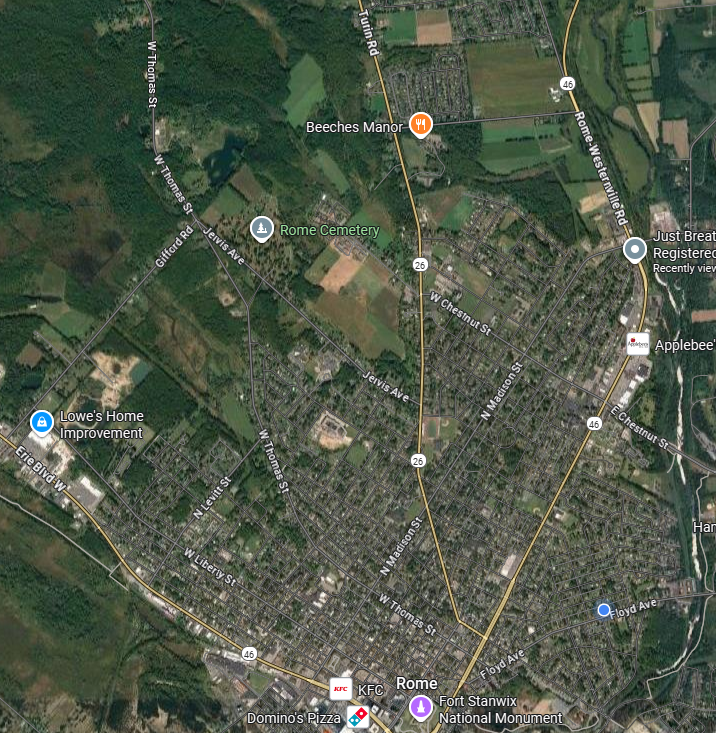 315 SnoBlow service area map — City of Rome NY snow plowing boundaries